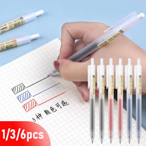 1/3/6pcs ép bút 0.5mm đen/xanh/đỏ mực Bút mực nước mờ trong suốt trường học văn phòng dụng cụ viết