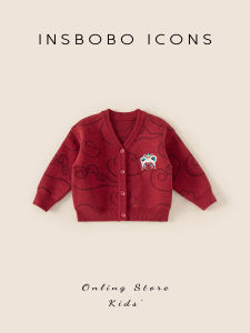 Red Childrens Traditional Chinese Clothing Sweater Boys Girls One Year Old Birthday Ceremony Outfit Autumn Winter New Arrival