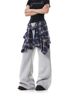 Quần Dài Ống Rộng American Retro Plaid Skirt Design Rộng Rãi Cho Nam Và Nữ Quần Dài Ống Rộng Thoải Mái Thường Ngày Mùa Hè