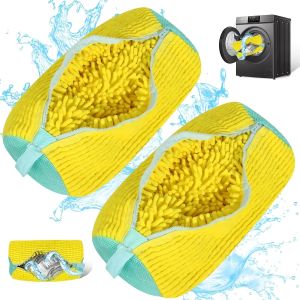 XMSJ | 1/2Pcs Shoe Washing Bag Mesh Laundry Bags For Shoes Sneaker Cleaner Anti Deformation Fluffy Fibers Washer Machine Protector Kits