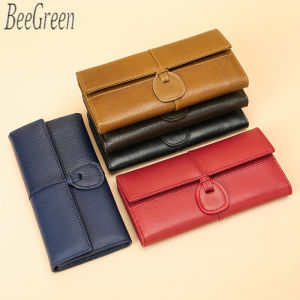 BeeGreen Women Real Leather Long Wallet Fashion Clutch Bag High Quality Purse Large Capacity Card Holder