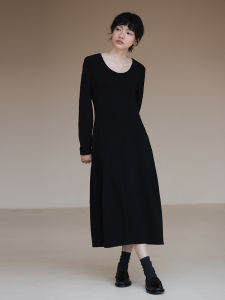 hacikis | Winter New Arrival Audrey Style Black Dress Air Knit Stretchy Slim