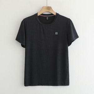 Huiyige Summer Mens Short Sleeve T-Shirt round Neck Quick Dry Super Elastic Slim Fit Sport Shirt Casual Standard Edition
