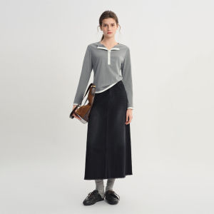 DUSHU | Plus Size Color Block Henry Collar Fashionable Workwear T-shirt