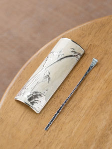 Chinese Style Tea Ceremony Accessories Set Bamboo Shadow Silver Luster Tea Spoons Tea Bowl Tea Appreciation Zen Tea Tools