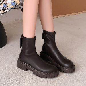 XIANNIWEI | Tie Front Thick Sole Skinny Boots Chunky Heel