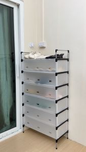 ชั้นวางรองเท้า ที่เก็บรองเท้า ชั้นวางรองเท้าเหล็ก มีช่องระบายอากาศ โครงเหล็ก หูหิ้ว ชั้นบน มีชั้นวางของ แผ่นคลุมป้องกันฝุ่นละออง พร้อมส่ง EH