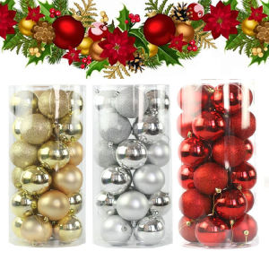 24Pcs/3-4cm Christmas Balls Xmas Tree Decors New Year Party Home Hanging Drop Ornament