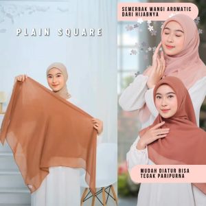 RUMI - PAKET USAHA ISI 5 PCS PLAIN SQUARE Premium Series With Fragrance Hijab Pollycotton Kerudung Persegi Jilbab Segiempat Bella Square