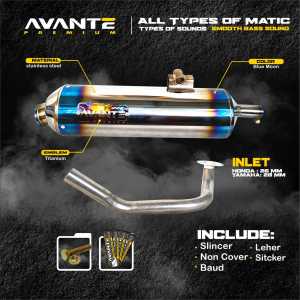 knalpot Fullsystem Stainless Original AVANTE PREMIUM STAINLESS Type AVA-SS2 Blue Moon Non cover Untuk Motor Vario Nmax Pcx Lexi Mio Beat