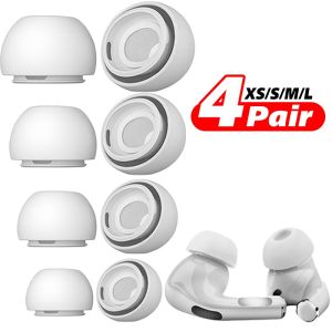 4 Pairs Protective Silicone Earbud Tips Soft Ear Tip Cover Anti-Slip Replacement Earbud Cover XS/S/M/L Size For AirPods Pro 1 2