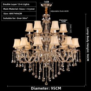AODENG | Vintage Cognac Colored Two-layer Candle Chandelier