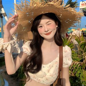 CDLM Hollow out Laffite Straw Hat Womens Summer Sunshade Beach Holiday Beach Sandproof Large Brim Casual Style Youth Fashion