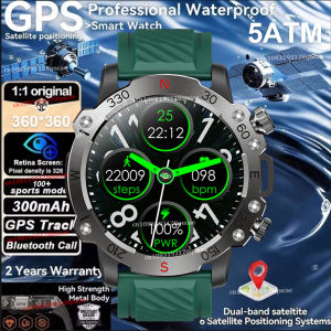 New Dual-Band GPS Military Smart Watch 5ATM Water-Resistant 300mAh Battery Compass GPS Sport SmartWatch Men For Android IOS 2025