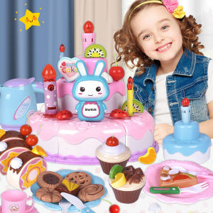 Kids Simulation DIY Birthday Cake Toy Pretend Kitchen Birthday and Christmas Party Gift Creative Triple Layers Cake Toy