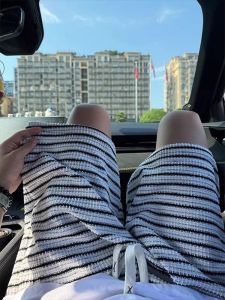 Quần Short Dệt Kim Kẻ Sọc Phong Cách Mỹ Cổ Điển Mùa Hè Cho Nam Và Nữ Quần Dài Năm Điểm Thường Ngày Đi Biển Cho Cặp Đôi