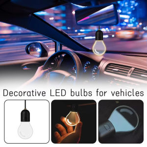 Retro Small Bulb LED Car Hanging Ornament Interior Ambient Lighting 2 Light Modes For Long Trips Daily Use Auto Decor Accessory