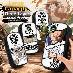 One Piece Themed Pencil Case Elementary School Boys Stationery Box Canvas Material Print Design Student Essential School Supplies