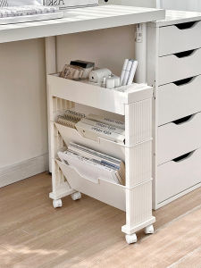 Mobile Wheel-equipped Small Cart Bookshelf Student Dormitory Classroom Desk Side Cabinet under Table Book Storage Organizer