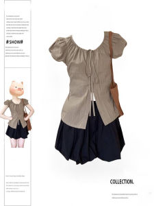 Sweet French Style Short Shirt Womens Slim Fit Summer New Two-Piece Set with Pleated Skirt plus Size Fashionable Casual Wear