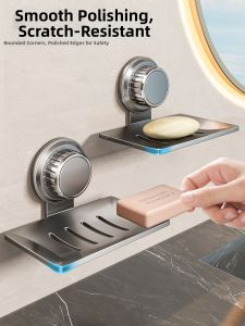 Suction Cup Wall-Mounted Soap Box No-Drill Water-Draining