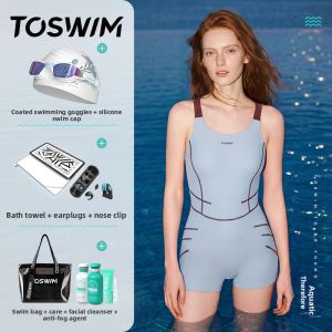toswim | Conservative Slimming Flat-Angled One-Piece Swimsuit
