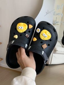 Dép Lê Bít Mũi Bánh Quy Hoạt Hình Đáng Yêu Phong Cách Hàn Quốc Sọc Mảnh Dép Lỗ Đi Bên Ngoài Sành Điệu Instagram Mùa Hè Cặp Đôi Nam Nữ