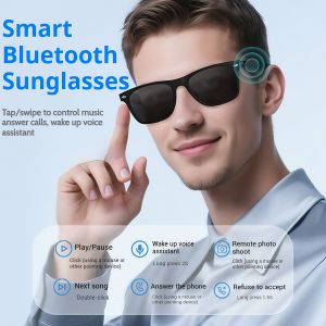 Cermin mata bluetooth pintar serba baharu dengan mikrofon set kepala bluetooth wayarles 360° cermin mata hitam anti-cahaya biru stereo