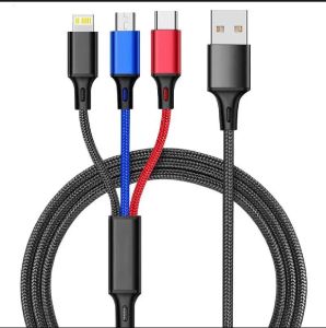 Kabel Data Fast Charging Kabel Charger 3in1 Kebel Pengisi Daya Nylon