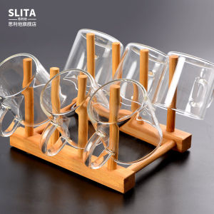 ชั้นวางแก้วไม้ไผ่ชั้นวางถ้วยชาชั้นเก็บอุปกรณ์ชงชาชั้นวางถ้วยชาที่วางแก้วไม้ไผ่กันฝุ่นระบายน้ำได้แบบคว่ำ