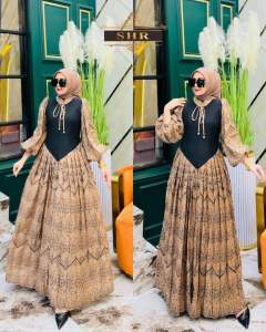 " SHR NEW " MAXI DRESS KATUN DINDA  PESONA LANGSING BORDIR FULL FURING BY.SHR