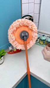 Ceiling Mop Brush Sunflower Telescopic Rod Mop Household Water-Absorbing Lazy Mop Flat Mop Ceiling Car Wash Heads Round Microfiber Dust Mops Household Floor Wall Window Cleaning Tools Artifact 360° Rotatable Cleaning Mops Set
