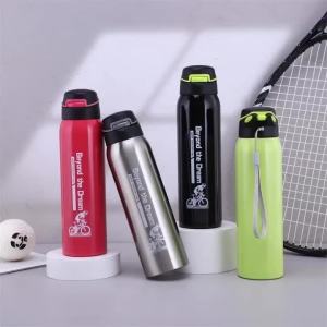 500ML Bicycle Water Bottle Vacuum Stainless Steel Cycling Water Bottle Double Walled Simple Thermo Mug Insulated With Straw