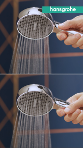 [NEW] hansgrohe hand shower Activera Select S - shower head 95 with 2 spray modes and booster in chrome / matt black