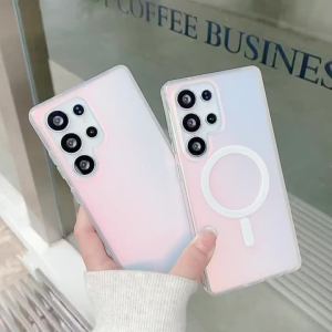 For Samsung S26 Phone Case Magnetic S23 S25Plus Matte S24FE S26Ultra S24 S25 Edge S25 FE Series Laser Gradient Protective Case