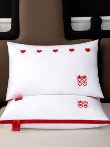 Gối Cưới Bằng Cotton Nguyên Chất Gối Lót Lông Vũ Mềm Mại Gối Hỗ Trợ Cổ Màu Đỏ Gối Dùng Tại Nhà Có Thể Điều Chỉnh Độ Cao