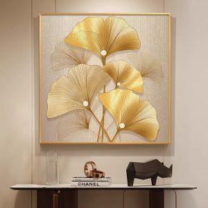 YERUI | Luxurious Ginkgo Leaf High-end New Chinese Style Wall Art