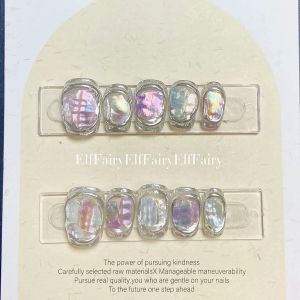 Handmade Wearable Nail Art Aurora Shell Colorful New Style Removable Nail Stickers Glue for Any Skin Type Cold Color Series