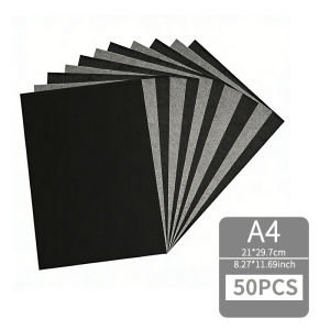 50Pcs A4 Black Graphite Copy Paper Carbon Paper Pattern Letters Erasable Tracing Paper Copy Paper Reusable Image For Office Use