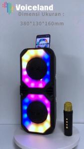 Salon Speaker Bluetooth Karaoke 2 Mic Wireless Super Sass Subwoofer Aktif Full Bass Besar 8 inch X2