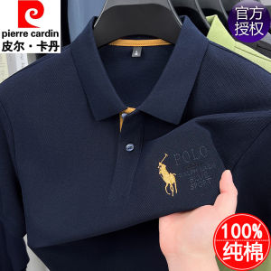 Pierre Cardin Mens Polo Shirt Pure Cotton Long Sleeve Business Casual Short Sleeve Turn-down Collar Summer New Arrival