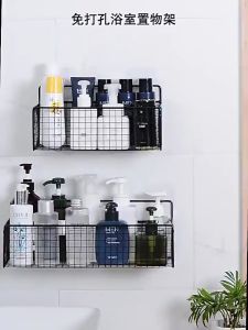 Kệ Đựng Đồ Nhà Tắm Dán Tường Hình Chữ Nhật Màu Đen Trắng Kệ Để Mỹ Phẩm Đựng Đồ Đa Năng