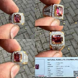 Cincin Rubellite Tourmaline Mozambique Batu Rubellite turmaline mozambik natural Rubellite tourmaline CT 1.38 Dim 8.00x5.86x3.43