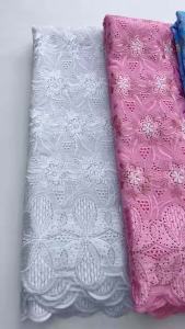 2026 African Swiss Voile Lace Fabric - Green with Orange Floral Embroidery Cotton Lace For Sewing Traditional African Clothing