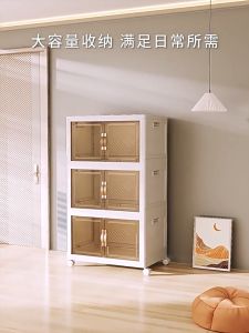 🔥READY STCOK🔥 Double Door Folding Storage Cabinet Cabinet Wardrobe Transparent Foldable Home Clothes Snacks Storage Cabinet Locker Foldable Storage Box