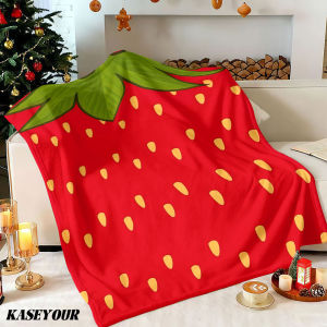 Beast Kingdom | Vibrant Strawberry Pattern Winter Summer Flannel Blanket Throw Fleece Soft Fuzzy Plush Cozy Fleece Blankets for Sofa Ideal Gifts