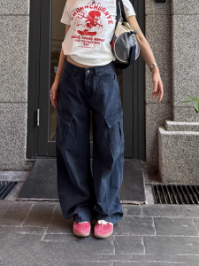 Quần Dài Công Sở Ống Rộng Phong Cách Đường Phố Mỹ Nhiều Túi Cho Nam Và Nữ Quần Dài Thường Ngày Có Nếp Gấp Quần Dài Cotton