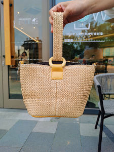 Girl Cute Portable Straw-Weaved Bag Female Niche Personality Summer Chain One-Shoulder Knitted Solid Color Fashion Ladys Bags