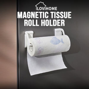 SG Paper Roll Magnetic Holder Kitchen Towel Tissue Wipes Wet Kitchen Fridge Roll Storage Organizer Organiser No Drill Rack for Bathroom Rolls Container Dispenser Accessories Set Toilet