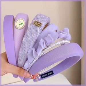 1/6Pcs ZYFHTT Purple Series Sponge Headband for Woman Elegant Versatile Wide Hair Band Fashion Girl Makeup Hair Hoop